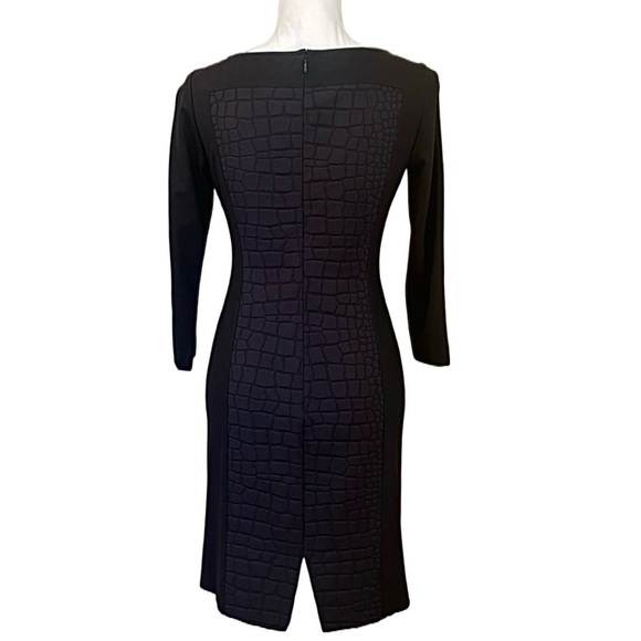 Lafayette 148 New York Black 3/4 Sleeve Crew Neck Black Knee Length Dress - Picture 4 of 14